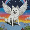 Japanese Spitz With Wings Diamond Painting