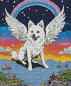 Japanese Spitz With Wings Diamond Painting