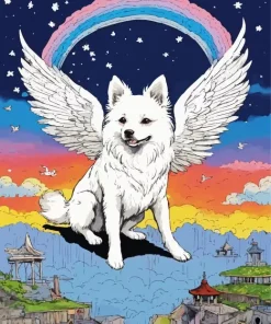 Japanese Spitz With Wings Diamond Painting