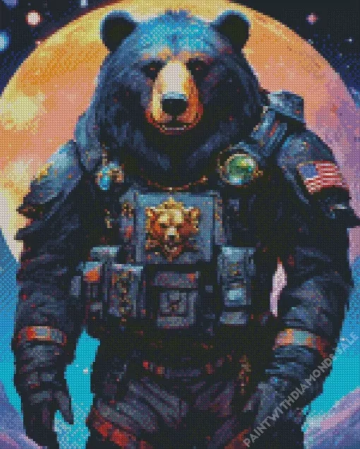 Military American Black Bear Diamond Painting