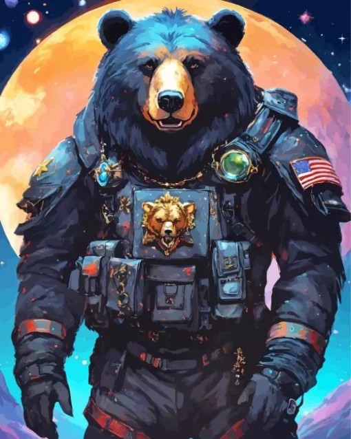 Military American Black Bear Diamond Painting