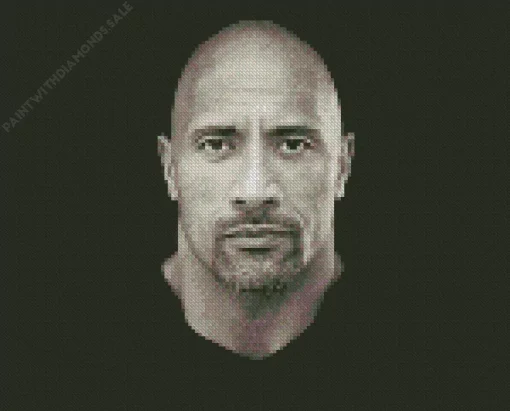 Monochrome Dwayne Johnson Diamond Painting