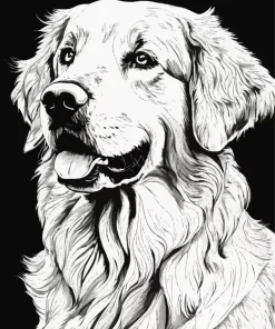 Monochrome Golden Retriever Diamond Painting