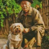 Old Man And Tibetan Terrier Diamond Painting