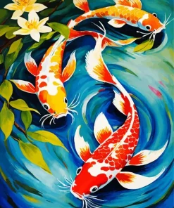 Orange Koi Fish Diamond Painting