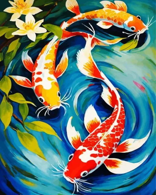 Orange Koi Fish Diamond Painting