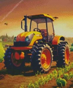 Orange Tractor Diamond Painting