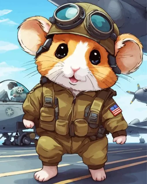 Pilot Hamster Diamond Painting