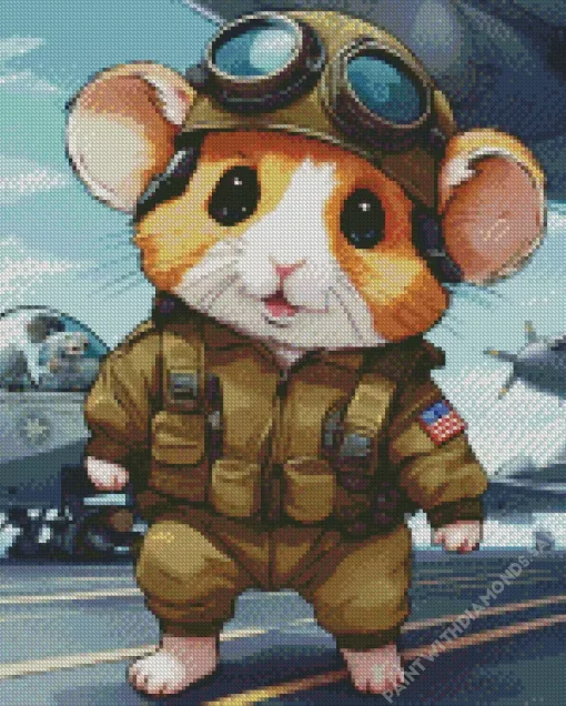 Pilot Hamster Diamond Painting