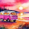 Pink Camper Van Diamond Painting