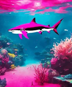 Pink Shark Diamond Painting