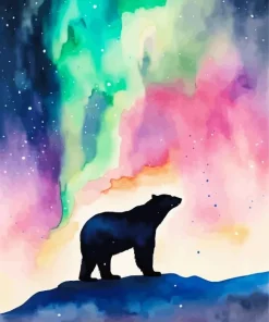 Polar Bear With Northern Lights Diamond Painting