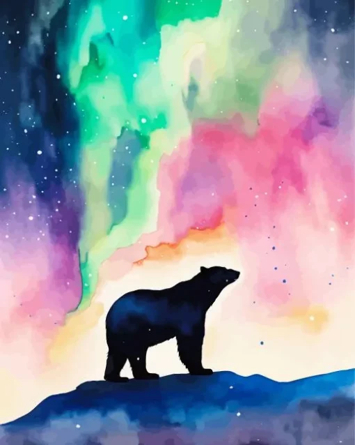 Polar Bear With Northern Lights Diamond Painting