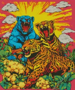 Pop Art 3 Jaguars Diamond Painting