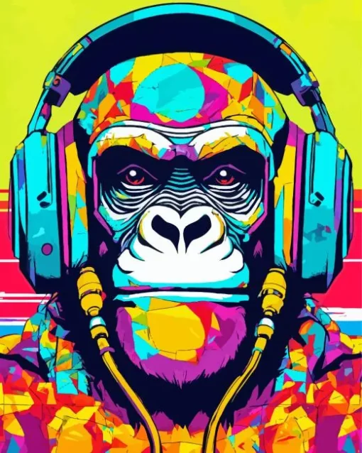 Pop Art Dj Monkey Diamond Painting