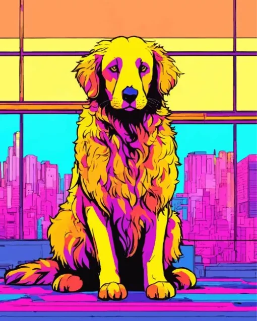 Pop Art Golden Retriever Diamond Painting