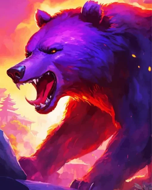 Purple American Black Bear Diamond Painting