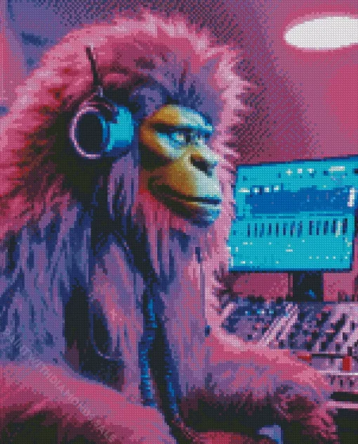 Purple Dj Monkey Diamond Painting