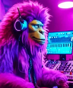 Purple Dj Monkey Diamond Painting