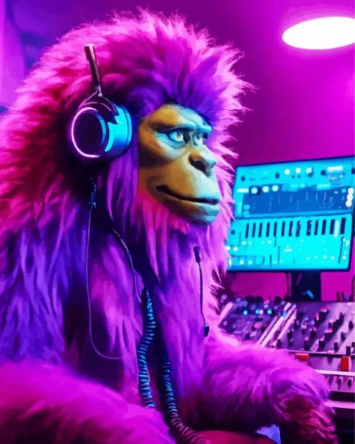 Purple Dj Monkey Diamond Painting