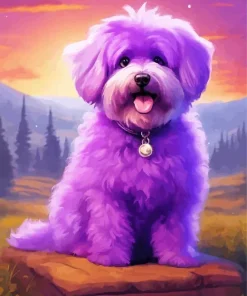 Purple Labradoodle Dog Diamond Painting