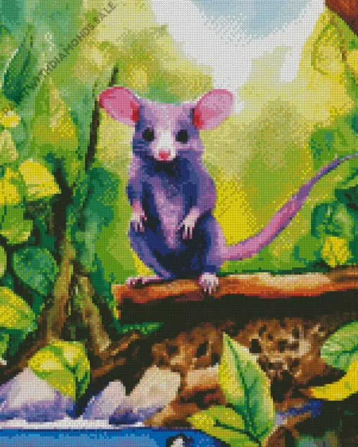 Purple Opossum Diamond Painting