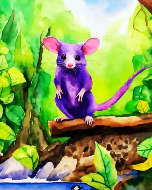 Purple Opossum Diamond Painting