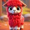 Red Alpaca Diamond Painting