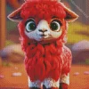 Red Alpaca Diamond Painting