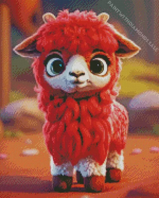 Red Alpaca Diamond Painting