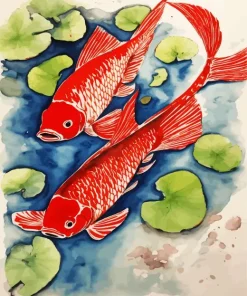 Red Koi Fish Diamond Painting