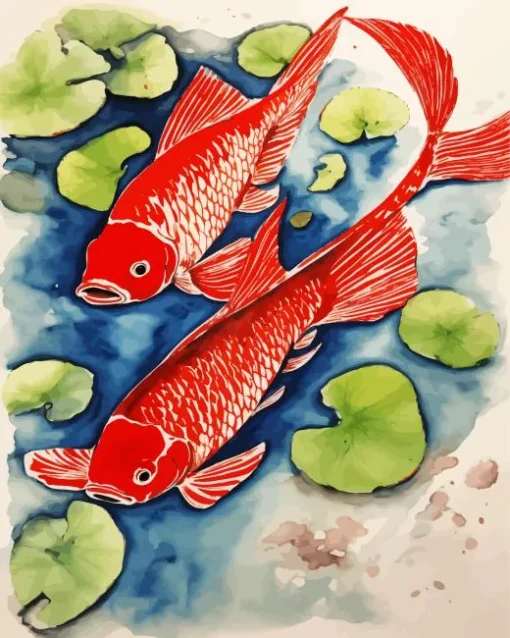 Red Koi Fish Diamond Painting