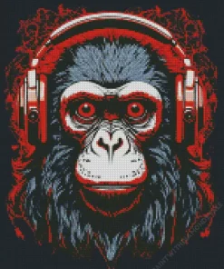 Red Eyed Dj Monkey Diamond Painting