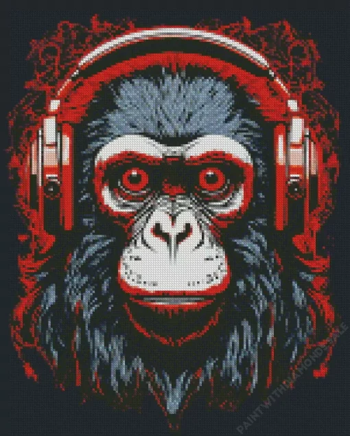 Red Eyed Dj Monkey Diamond Painting