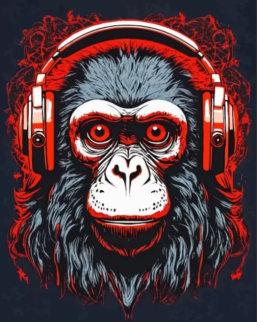 Red Eyed Dj Monkey Diamond Painting