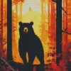 Silhouette Of An American Black Bear Diamond Painting