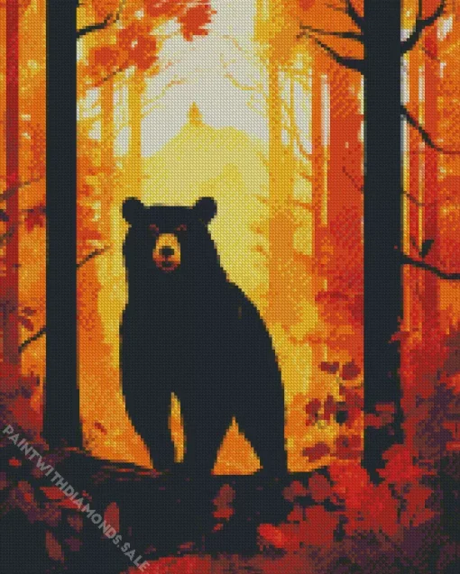 Silhouette Of An American Black Bear Diamond Painting