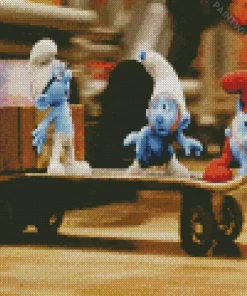 Smurfs Skiing Diamond Painting