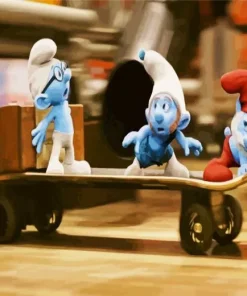 Smurfs Skiing Diamond Painting