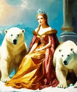 Snow Queen With Polar Bears Diamond Painting