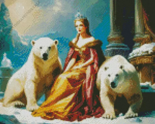 Snow Queen With Polar Bears Diamond Painting