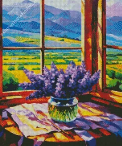 Soft Lavenders By Window Diamond Painting