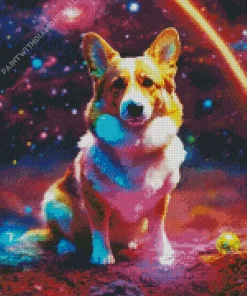 Space Welsh Corgi Dog Diamond Painting