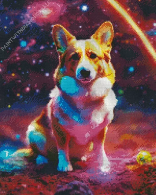 Space Welsh Corgi Dog Diamond Painting