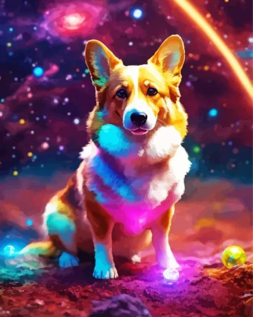 Space Welsh Corgi Dog Diamond Painting