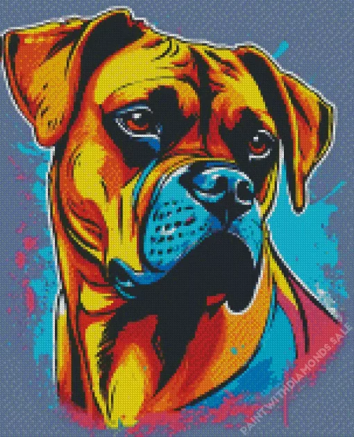 Splatter Boxer Dog Diamond Painting