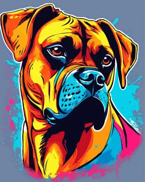 Splatter Boxer Dog Diamond Painting