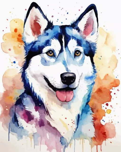 Splatter Husky Dog Diamond Painting