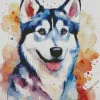 Splatter Husky Dog Diamond Painting