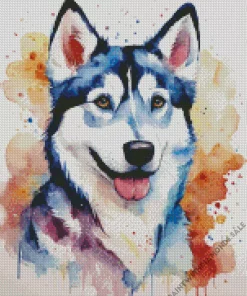 Splatter Husky Dog Diamond Painting